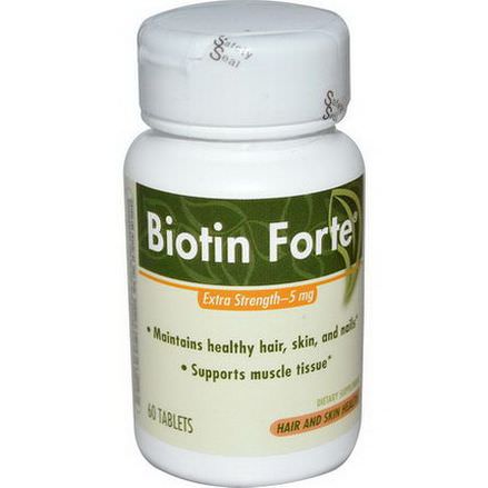 Enzymatic Therapy, Biotin Forte, Extra Strength, 5mg, 60 Tablets