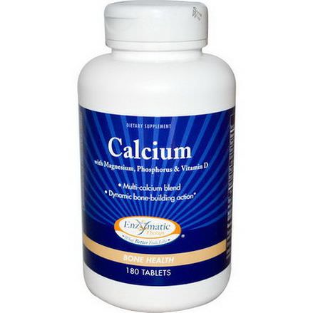 Enzymatic Therapy, Calcium, with Magnesium, Phosphorus&Vitamin D, 180 Tablets
