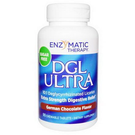 Enzymatic Therapy, DGL Ultra, Sugar Free, German Chocolate Flavor, 90 Chewable Tablets