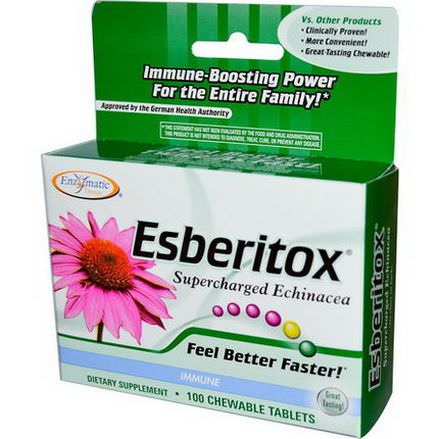 Enzymatic Therapy, Esberitox, Supercharged Echinacea, Immune, 100 Chewable Tablets