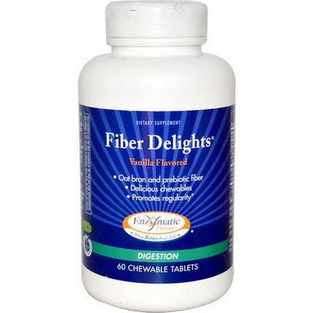 Enzymatic Therapy, Fiber Delights, Digestion, Vanilla Flavored, 60 Chewable Tablets