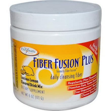 Enzymatic Therapy, Fiber Fusion Plus, Luscious Lemon Flavored Drink Mix, Powder 171g