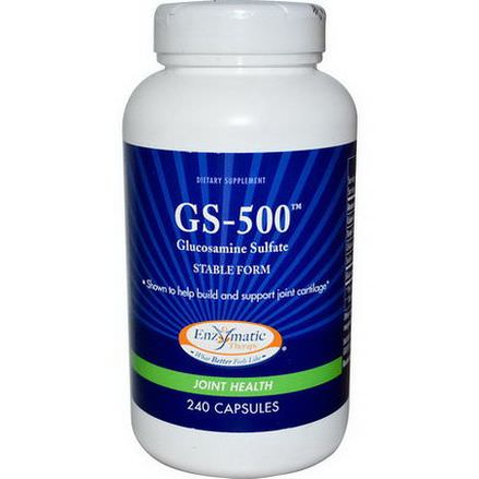 Enzymatic Therapy, GS-500, Glucosamine Sulfate, Joint Health, 240 Capsules