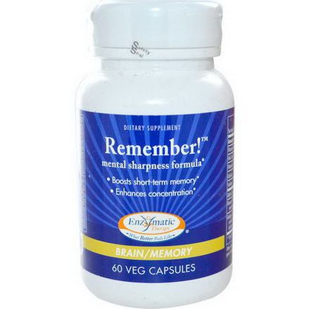 Enzymatic Therapy, Remember, Mental Sharpness Formula, Brain/Memory, 60 Veggie Caps