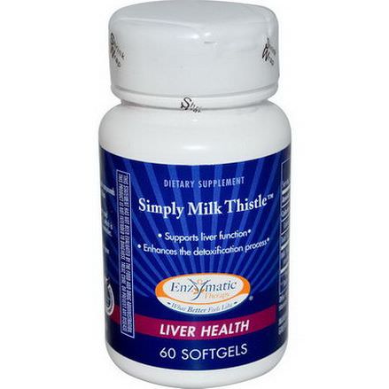 Enzymatic Therapy, Simply Milk Thistle, Liver Health, 60 Softgels