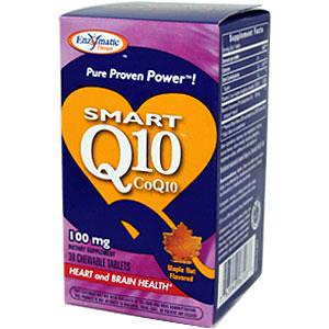 Enzymatic Therapy, Smart Q10 CoQ10, Maple Nut Flavored, 100mg, 30 Chewable Tablets