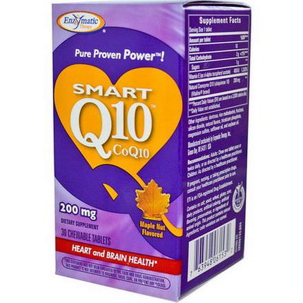 Enzymatic Therapy, Smart Q10, CoQ10, Maple Nut Flavored, 200mg, 30 Chewable Tablets