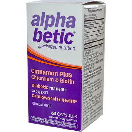 Enzymatic Therapy, alpha betic, Cinnamon Plus Chromium&Biotin, 60 Capsules