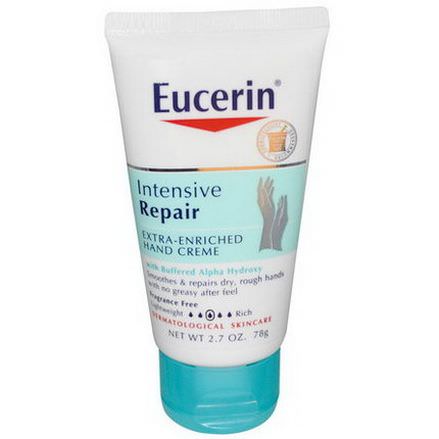 Eucerin, Intensive Repair, Extra-Enriched Hand Creme, Fragrance Free 78g