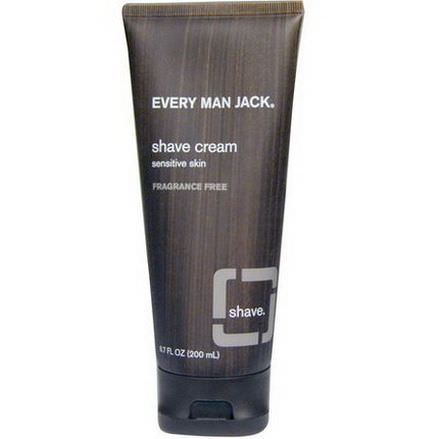 Every Man Jack, Shave Cream, Sensitive Skin, Fragrance Free 200ml