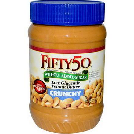 Fifty 50, Low Glycemic Peanut Butter, Crunchy 510g