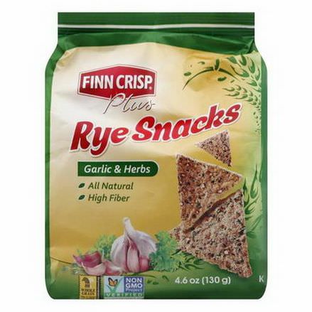 Finn Crisp, Plus, Rye Snacks, Garlic&Herbs 130g