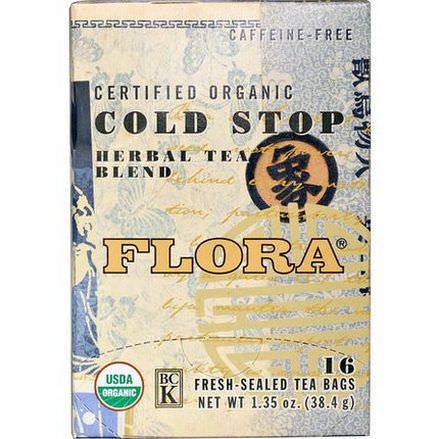 Flora, Certified Organic Cold Stop Tea, Caffeine-Free, 16 Tea Bags 38.4g