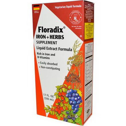 Flora, Floradix, Iron Herbs Supplement, Liquid Extract Formula 500ml