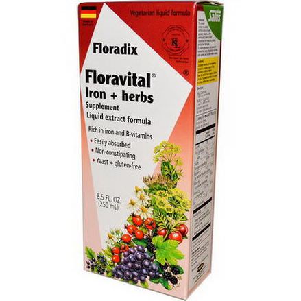 Flora, Salus, Floradix, Floravital Iron Herbs Supplement, Liquid Extract Formula 250ml