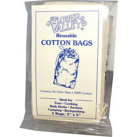 Flower Valley, Reusable Cotton Bags, 3 Bags, 3