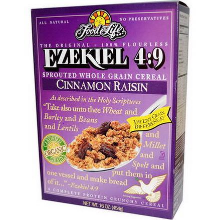 Food For Life, Ezekiel 4:9, Sprouted Whole Grain Cereal, Cinnamon Raisin 454g