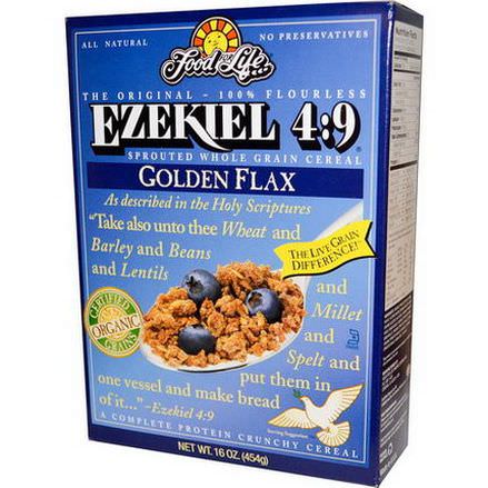 Food For Life, Ezekiel 4:9, Sprouted Whole Grain Cereal, Golden Flax 454g