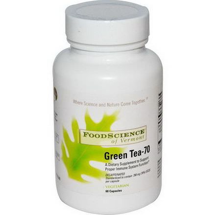 FoodScience, Green Tea-70, Decaffeinated, 60 Capsules