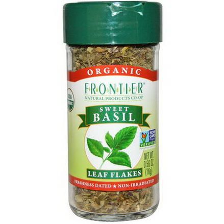 Frontier Natural Products, Organic, Sweet Basil, Leaf Flakes 16g