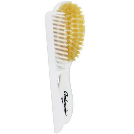 Fuchs Brushes, Ambassador Hairbrushes, Baby Brush&Comb, White, 2 Pieces