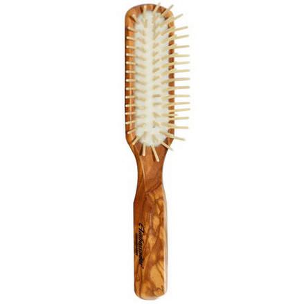 Fuchs Brushes, Ambassador Hairbrushes, Olivewood Rectangle/Wood Pins, 1 Hair Brush