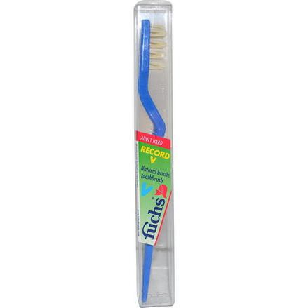 Fuchs Brushes, Record V Natural Bristle Toothbrush, Adult Hard, 1 Toothbrush