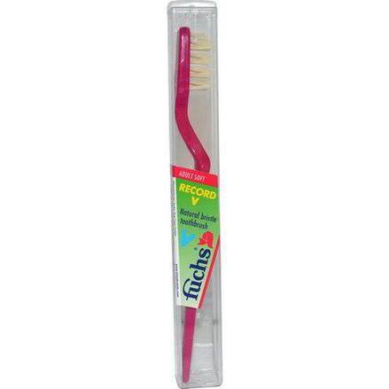 Fuchs Brushes, Record V Natural Bristle Toothbrush, Adult Soft, 1 Toothbrush