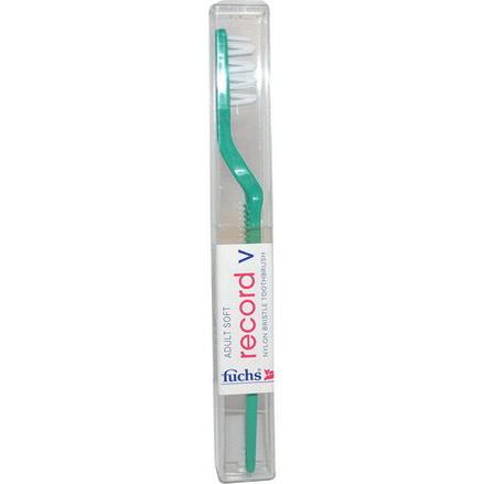 Fuchs Brushes, Record V, Nylon Bristle Toothbrush, Adult Soft, Fuscia, 1 Toothbrush