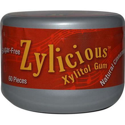 Fun Fresh Foods, Zylicious Xylitol Gum, Natural Cinnamon Flavor, 60 Pieces
