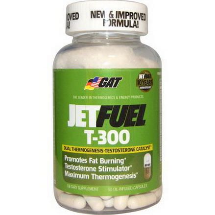 GAT, JetFUEL T-300, Dual Thermogenesis-Testosterone Catalyst, 90 Oil-Infused Capsules