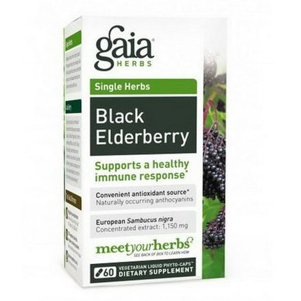 Gaia Herbs, Black Elderberry, 60 Vegetarian Liquid Phyto-Caps