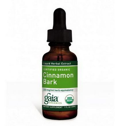 Gaia Herbs, Certified Organic Cinnamon Bark, Liquid Herbal Extract 30ml