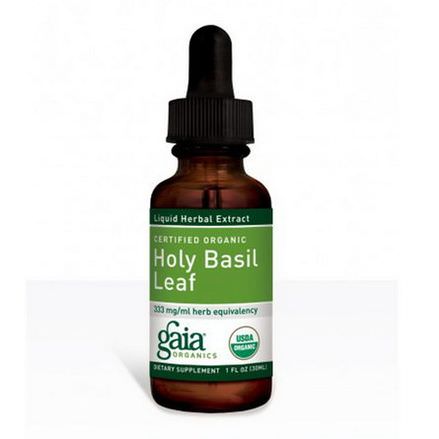 Gaia Herbs, Certified Organic Holy Basil Leaf 30ml