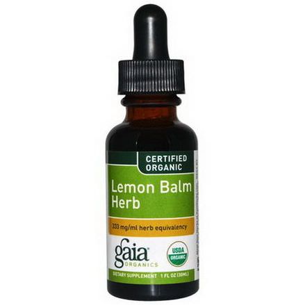 Gaia Herbs, Certified Organic Lemon Balm Herb 30ml