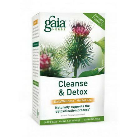 Gaia Herbs, Cleanse&Detox, DailyWellness Herbal Tea, Caffeine-Free, 20 Tea Bags 40g