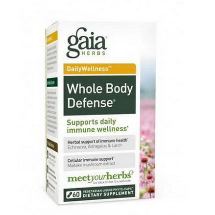 Gaia Herbs, DailyWellness, Whole Body Defense, 60 Vegetarian Liquid Phyto-Caps