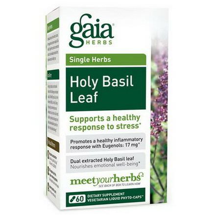 Gaia Herbs, Holy Basil Leaf, 60 Veggie Liquid Phyto-Caps
