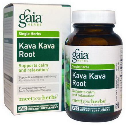 Gaia Herbs, Kava Kava Root, 60 Vegetarian Liquid Phyto-Caps