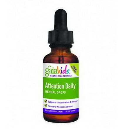 Gaia Herbs, Kids, Attention Daily Herbal Drops, Alcohol-Free Formula 30ml
