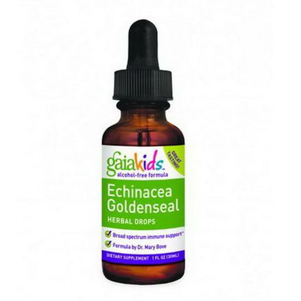 Gaia Herbs, Kids, Echinacea Goldenseal Herbal Drops, Alcohol-Free Formula 30ml