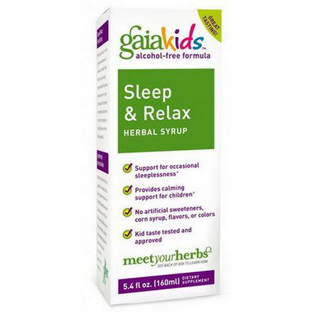 Gaia Herbs, Kids, Sleep&Relax Herbal Syrup, Alcohol-Free 160ml