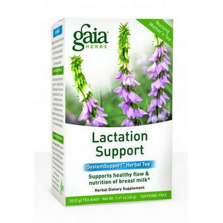 Gaia Herbs, Lactation Support, SystemSupport Herbal Tea, Caffeine Free, 20 Tea Bags 40g