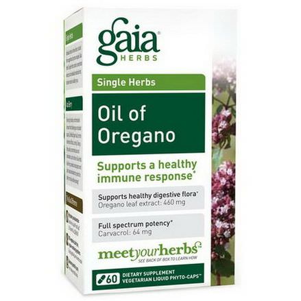 Gaia Herbs, Oil of Oregano, 60 Vegetarian Liquid Phyto-Caps