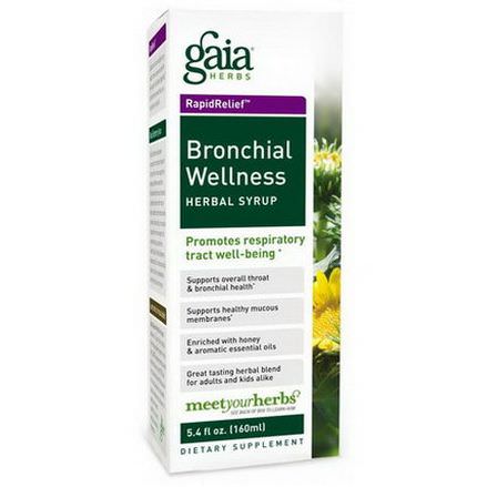 Gaia Herbs, Rapid Relief, Bronchial Wellness Herbal Syrup 160ml