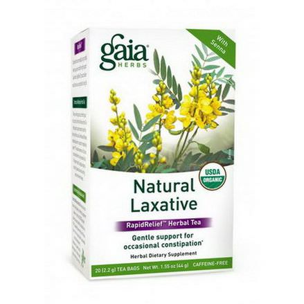 Gaia Herbs, RapidRelief Herbal Tea, Natural Laxative, Caffeine-Free, 20 Tea Bags 44g
