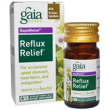 Gaia Herbs, RapidRelief, Reflux Relief, 15 Chewable Tablets