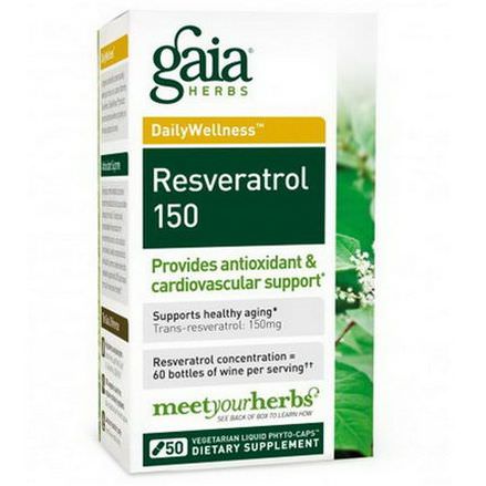 Gaia Herbs, Resveratrol 150, 50 Vegetarian Liquid Phyto-Caps
