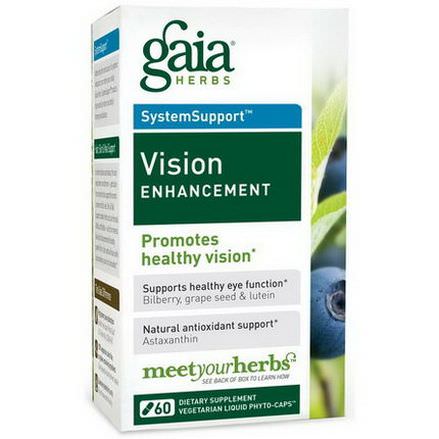 Gaia Herbs, SystemSupport, Vision Enhancement, 60 Vegetarian Liquid Phyto-Caps