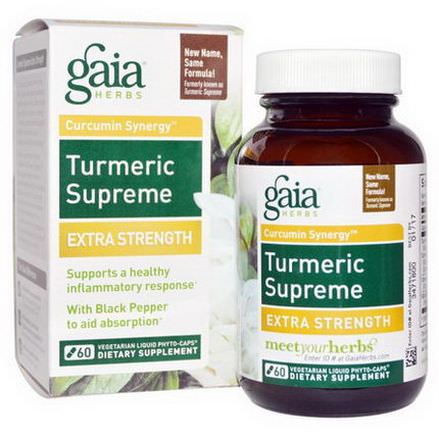 Gaia Herbs, Turmeric Supreme, Extra Strength, 60 Veggie Liquid Phyto-Caps